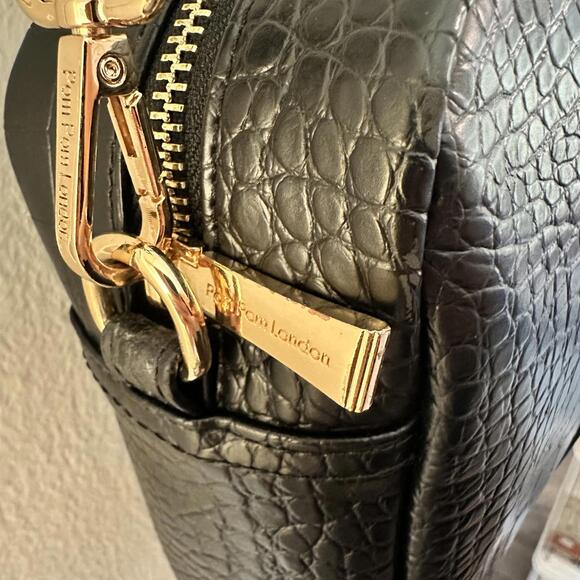 Pom Pom London City Bag Black Croc Embossed Leather Crossbody Bag Purse Gorgeous - Picture 6 of 8